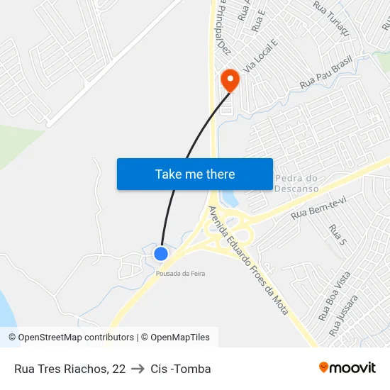 Rua Tres Riachos, 22 to Cis -Tomba map