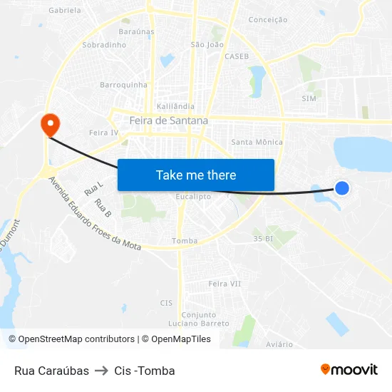 Rua Caraúbas to Cis -Tomba map