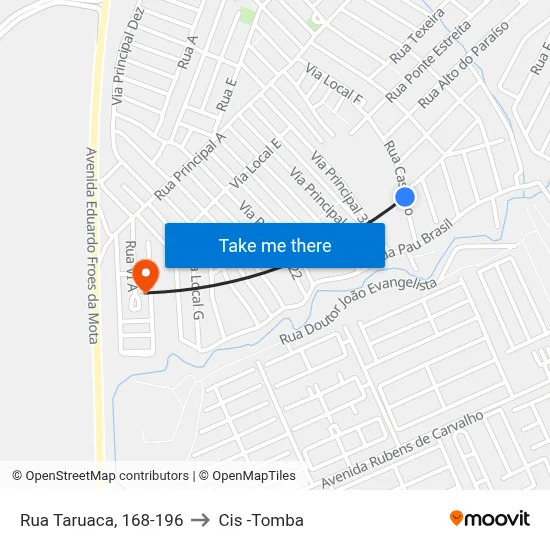 Rua Taruaca, 168-196 to Cis -Tomba map