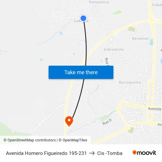 Avenida Homero Figueiredo 195-231 to Cis -Tomba map
