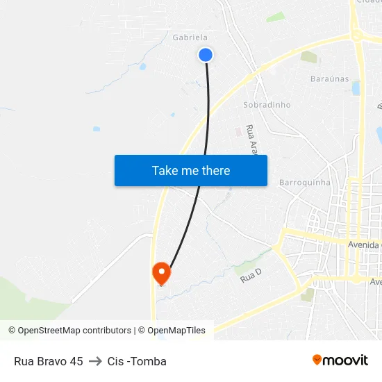 Rua Bravo 45 to Cis -Tomba map