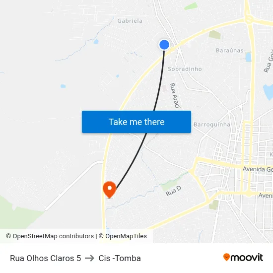 Rua Olhos Claros 5 to Cis -Tomba map