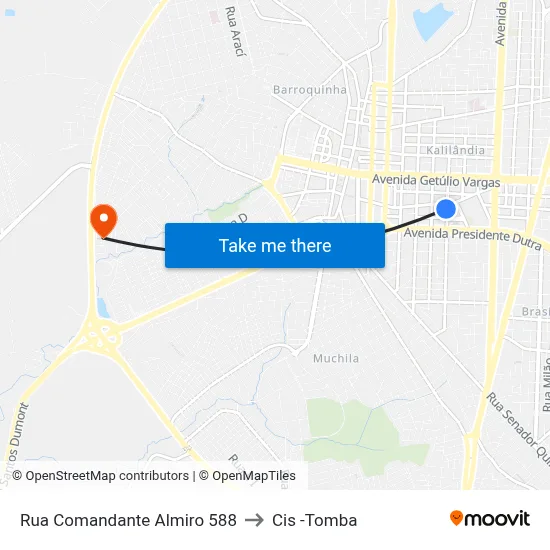 Rua Comandante Almiro 588 to Cis -Tomba map