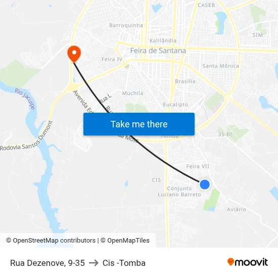 Rua Dezenove, 9-35 to Cis -Tomba map