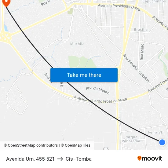 Avenida Um, 455-521 to Cis -Tomba map