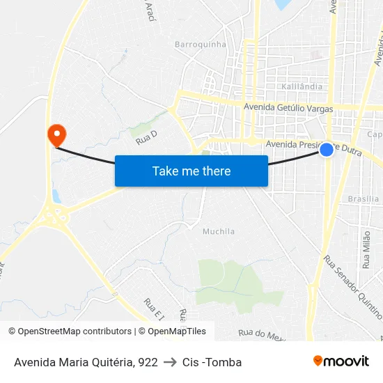 Avenida Maria Quitéria, 922 to Cis -Tomba map