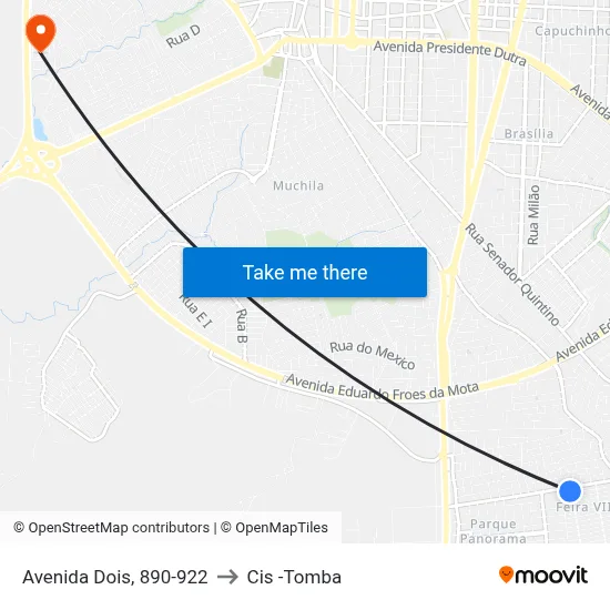 Avenida Dois, 890-922 to Cis -Tomba map