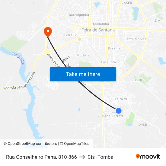 Rua Conselheiro Pena, 810-866 to Cis -Tomba map