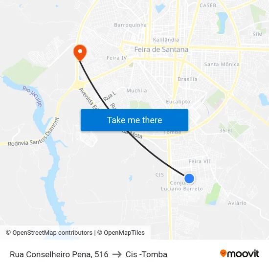 Rua Conselheiro Pena, 516 to Cis -Tomba map
