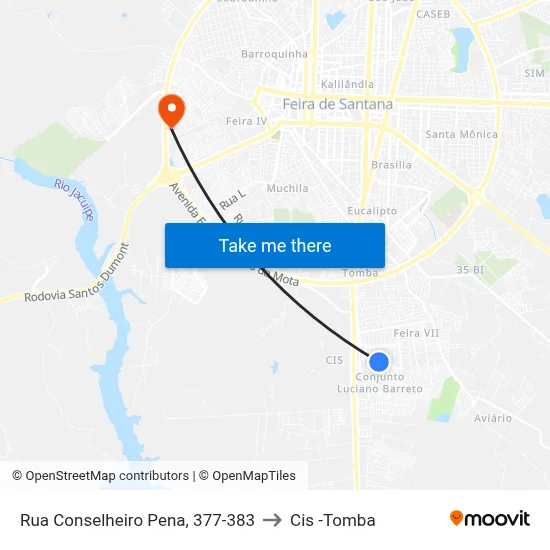 Rua Conselheiro Pena, 377-383 to Cis -Tomba map