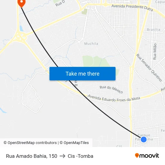 Rua Amado Bahia, 150 to Cis -Tomba map
