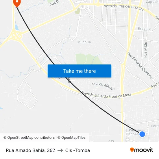 Rua Amado Bahia, 362 to Cis -Tomba map
