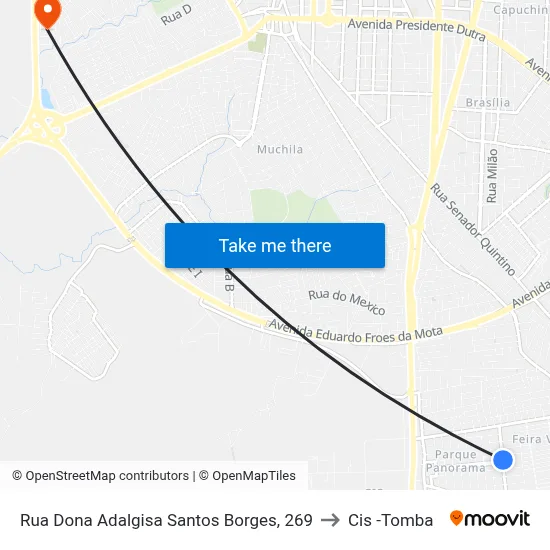 Rua Dona Adalgisa Santos Borges, 269 to Cis -Tomba map