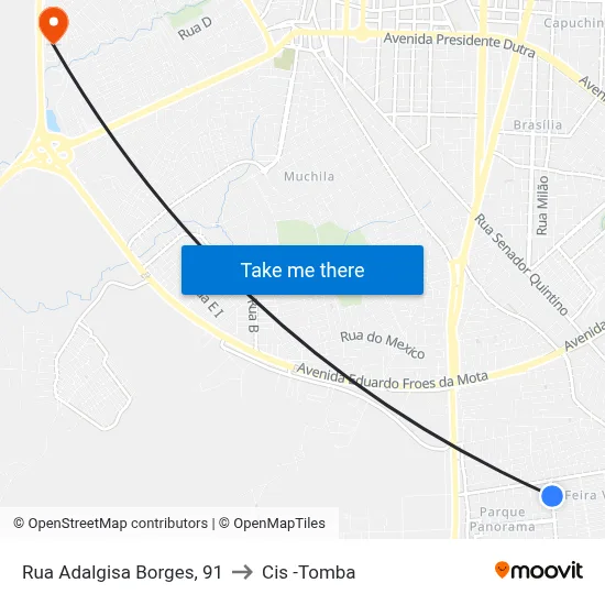 Rua Adalgisa Borges, 91 to Cis -Tomba map