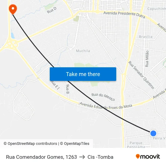 Rua Comendador Gomes, 1263 to Cis -Tomba map