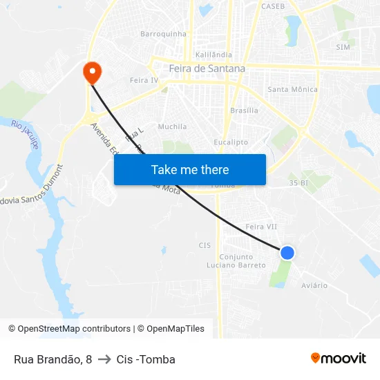 Rua Brandão, 8 to Cis -Tomba map