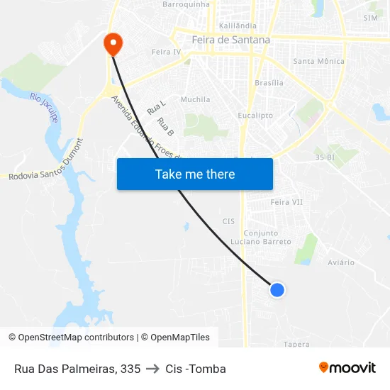 Rua Das Palmeiras, 335 to Cis -Tomba map