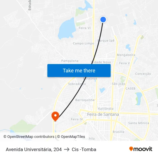 Avenida Universitária, 204 to Cis -Tomba map