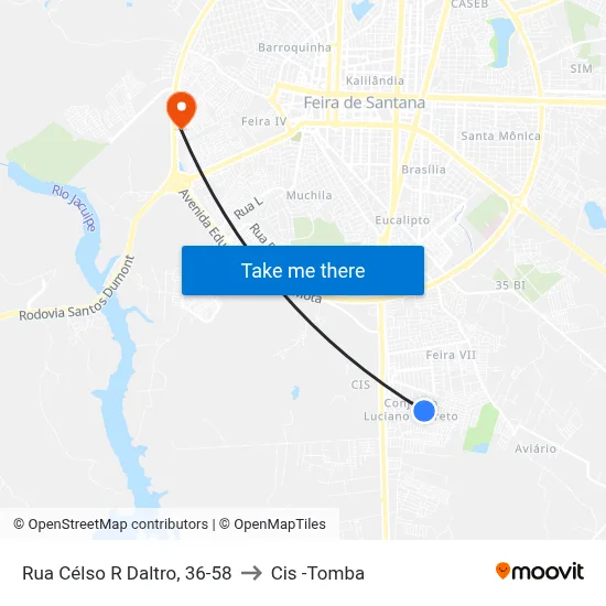 Rua Célso R Daltro, 36-58 to Cis -Tomba map