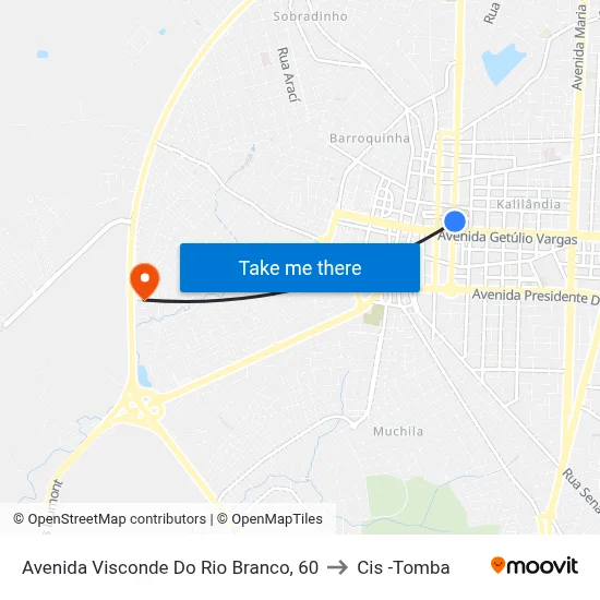 Avenida Visconde Do Rio Branco, 60 to Cis -Tomba map