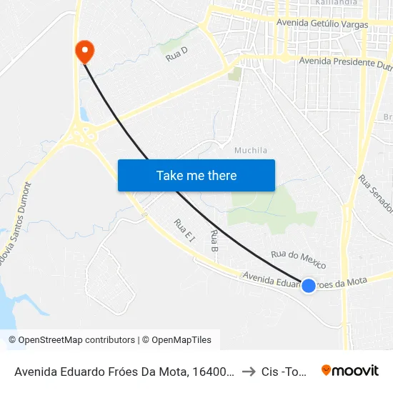 Avenida Eduardo Fróes Da Mota, 16400-16736 to Cis -Tomba map