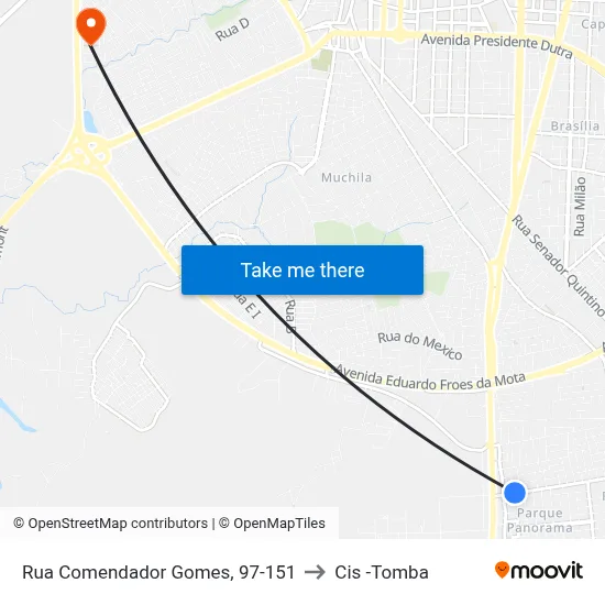 Rua Comendador Gomes, 97-151 to Cis -Tomba map