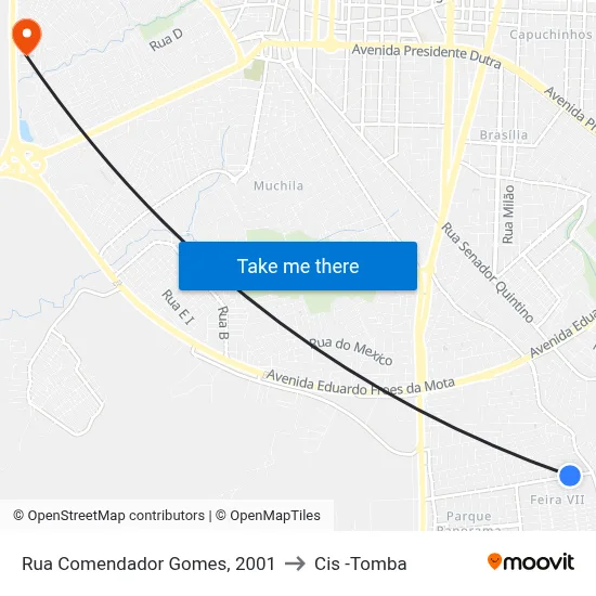 Rua Comendador Gomes, 2001 to Cis -Tomba map