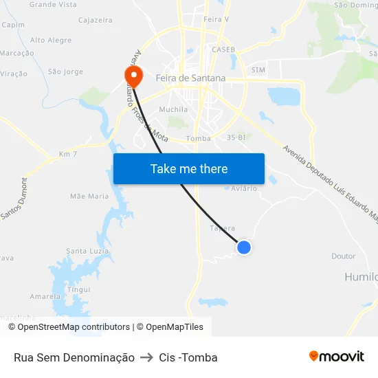 Rua Sem Denominação to Cis -Tomba map