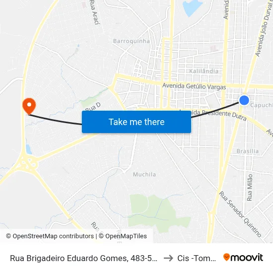 Rua Brigadeiro Eduardo Gomes, 483-541 to Cis -Tomba map