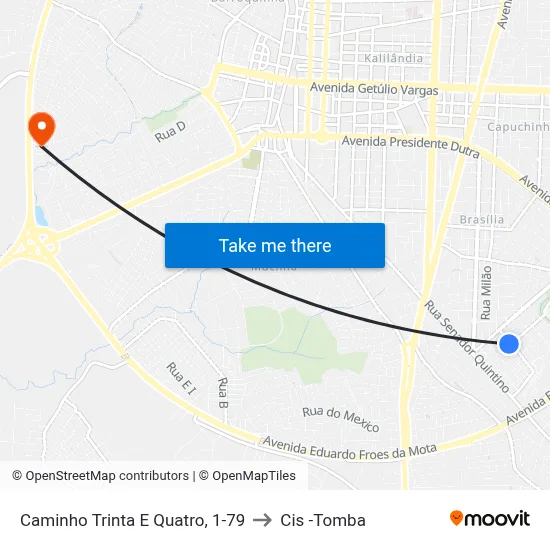 Caminho Trinta E Quatro, 1-79 to Cis -Tomba map