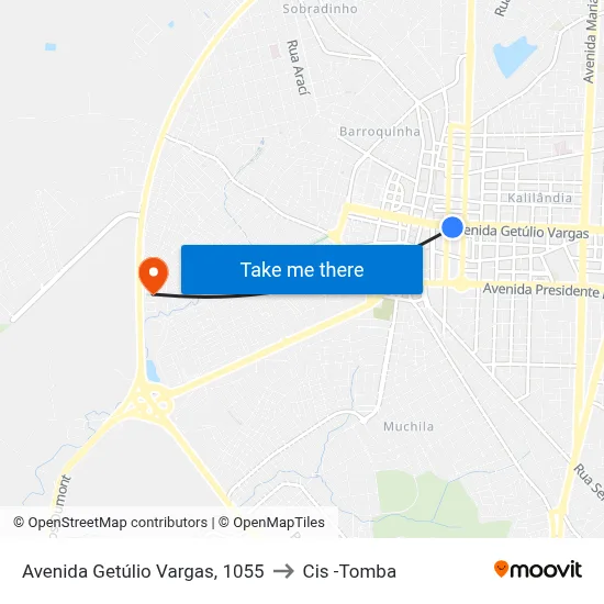 Avenida Getúlio Vargas, 1055 to Cis -Tomba map