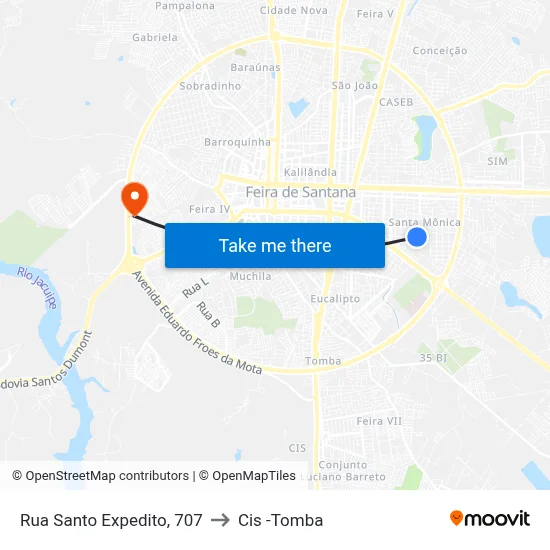 Rua Santo Expedito, 707 to Cis -Tomba map