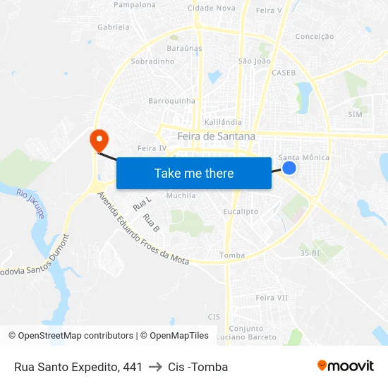 Rua Santo Expedito, 441 to Cis -Tomba map
