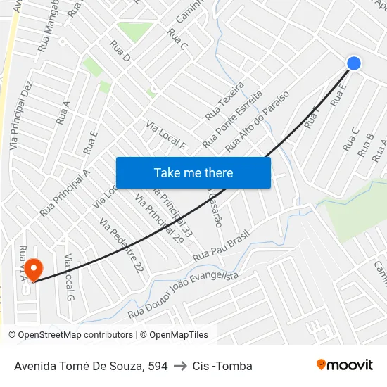 Avenida Tomé De Souza, 594 to Cis -Tomba map