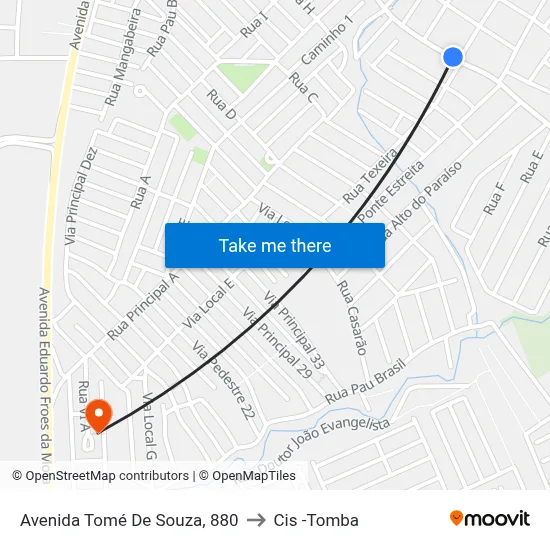 Avenida Tomé De Souza, 880 to Cis -Tomba map