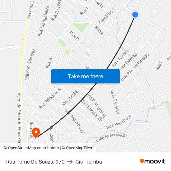 Rua Tome De Souza, 970 to Cis -Tomba map