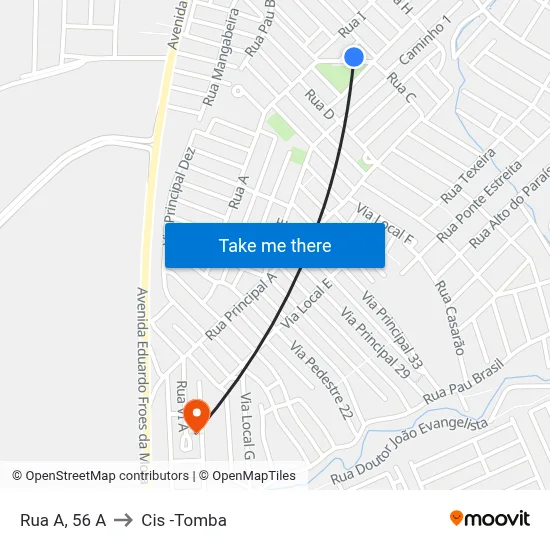 Rua A, 56 A to Cis -Tomba map