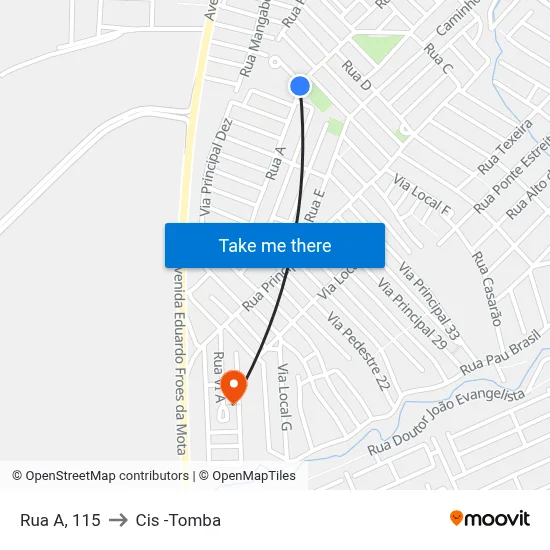 Rua A, 115 to Cis -Tomba map