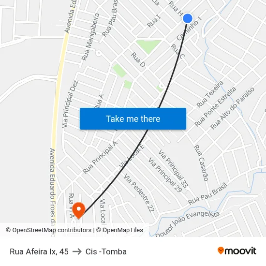 Rua Afeira Ix, 45 to Cis -Tomba map