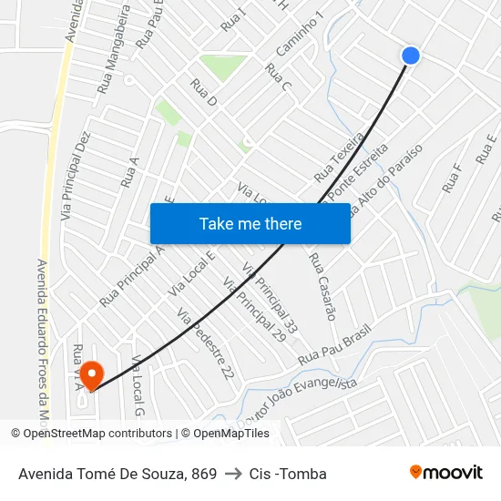 Avenida Tomé De Souza, 869 to Cis -Tomba map