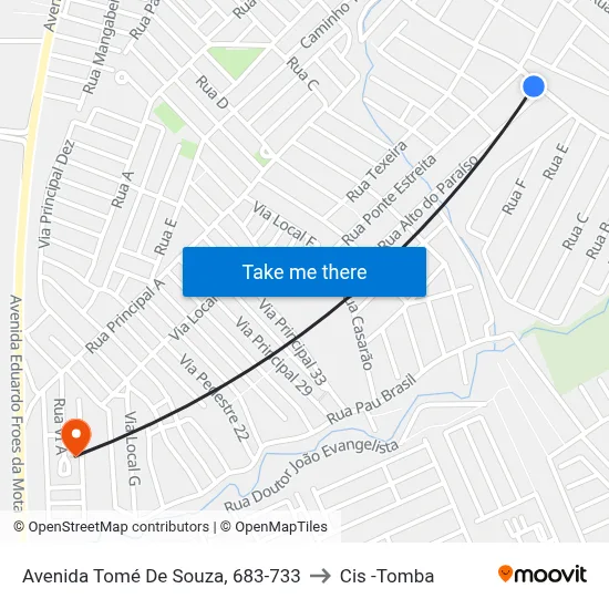 Avenida Tomé De Souza, 683-733 to Cis -Tomba map