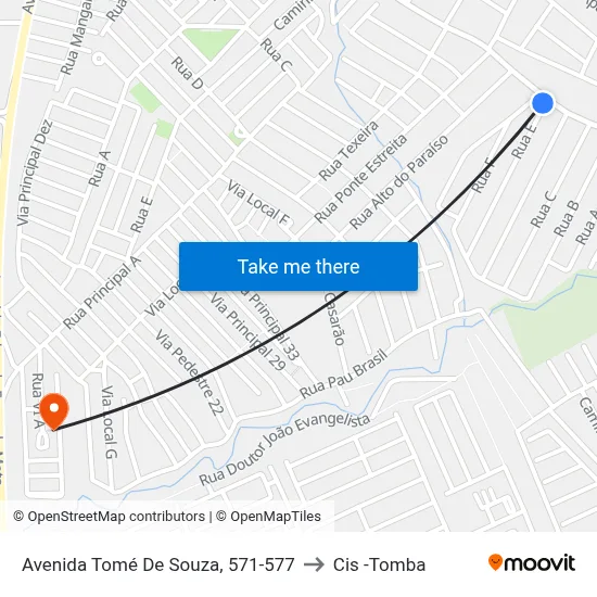 Avenida Tomé De Souza, 571-577 to Cis -Tomba map