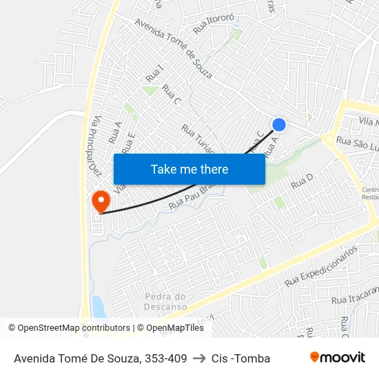 Avenida Tomé De Souza, 353-409 to Cis -Tomba map
