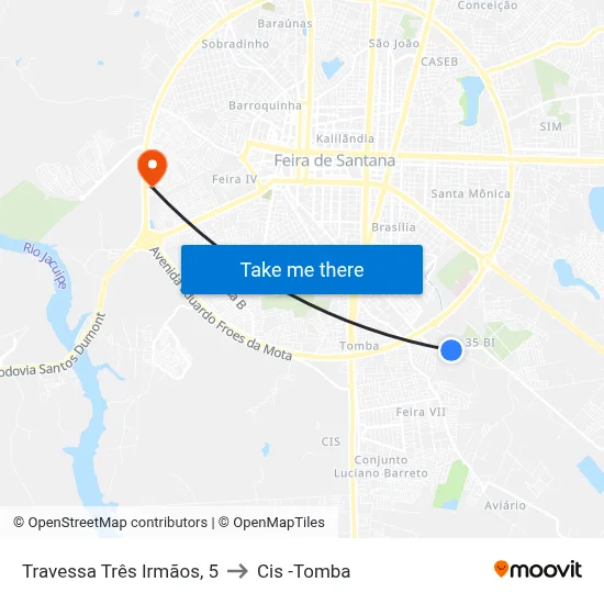 Travessa Três Irmãos, 5 to Cis -Tomba map