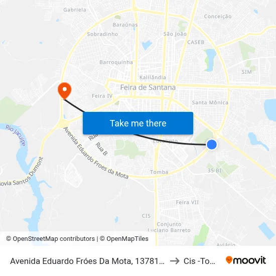 Avenida Eduardo Fróes Da Mota, 13781-14221 to Cis -Tomba map