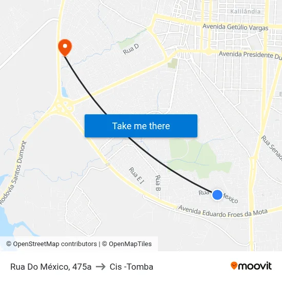 Rua Do México, 475a to Cis -Tomba map