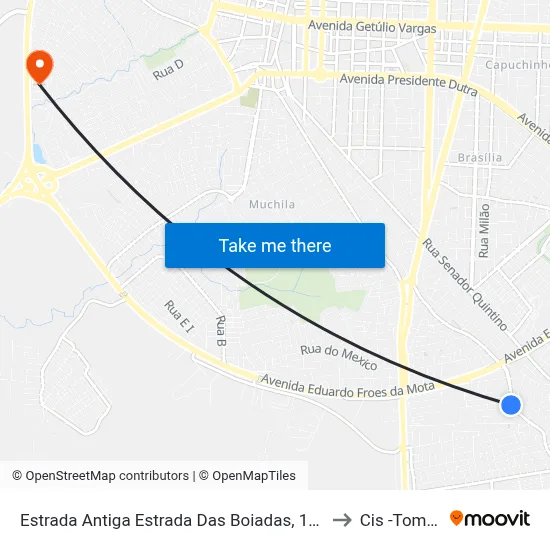 Estrada Antiga Estrada Das Boiadas, 1674 to Cis -Tomba map