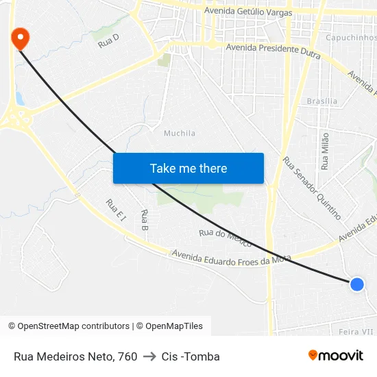 Rua Medeiros Neto, 760 to Cis -Tomba map