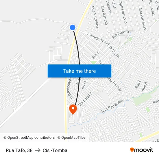 Rua Tafe, 38 to Cis -Tomba map