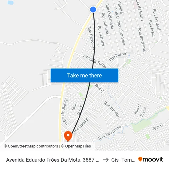 Avenida Eduardo Fróes Da Mota, 3887-3939 to Cis -Tomba map